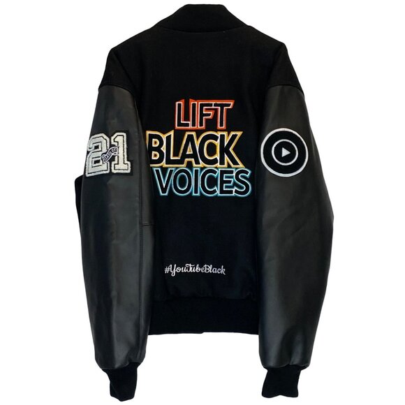 Varsity Base Jacket YouTube Lift Black Voices RARE Influencer Gift Mens Medium - Picture 10 of 13